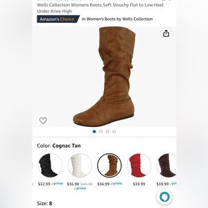 Brown soft slouchy flat bottom boots size 8